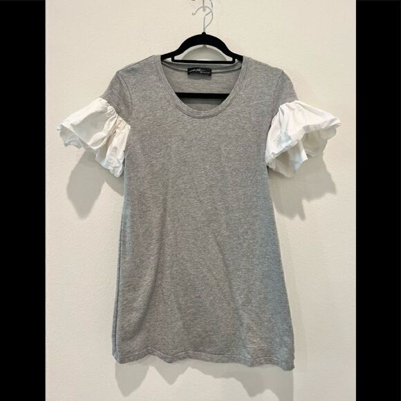 Ontwelfth Women's Grey with white Flared Short Sleeve Tee Dress - Picture 1 of 3